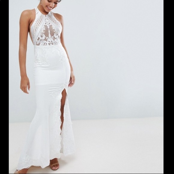 ASOS Love Triangle Mesh Top Maxi w/ Thigh Split - Picture 1 of 15